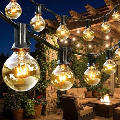 MUPOO G40 Lichtsnoer Buiten IP44 met 10 Lampen- lampjes slinger- Koppelbaar Prikkabel - inclusief 1 reservelamp- Sfeerverlichting voor Tuin en Feest - 3.2 Meter - - Warm Wit