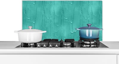 Spatscherm Keuken - Kookplaat Achterwand - Spatwand Fornuis - 90x45 cm - Verf - Patronen - Turquoise - Aluminium - Wanddecoratie - Muurbeschermer - Hittebestendig
