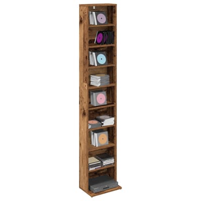 vidaXL - CD - Kast - Eikenhout - 33 - x - 23,5 - x - 175 - cm - Bewerkt - hout