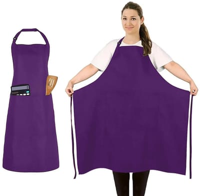 Paars Groot formaat schort-polyester-slijtvast-keukenschort-restaurant-huisgebruik-schilder-tuinman-keramiek werkschort
