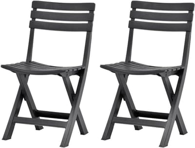 Tuinstoelen 2 stuks - Terrasstoelen Balkonstoelen - Buiten Zitten - Weerbestendig Kunststof - 44x41x78 cm - Antraciet