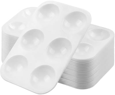 Dailygoods- Schilderpalet 20 stuks - Rechthoekig Mengpalet - Kunststof - 6 Vakken - 8,8 x 12,5 cm - Duurzaam en Voedselveilig