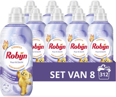 Robijn - Wasverzachter - Puur & Zacht - 8 flessen 312 wasbeurten - Voordeelverpakking