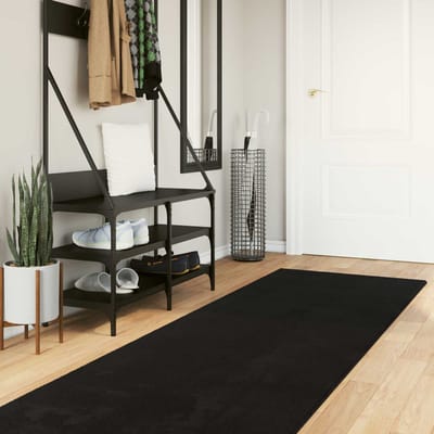 vidaXL - Middelpolig - zacht - en - wasbaar - tapijt - HUARTE - Zwart - 300 - x - 80 - cm