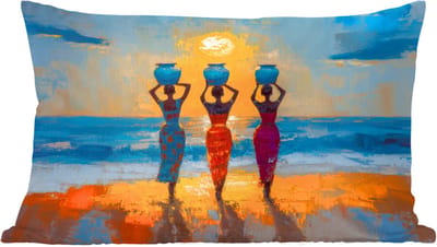 Sierkussens - Kussentjes Woonkamer - 60x40 cm - Vrouwen - Strand - Zondsondergang