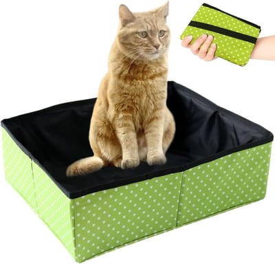 Opvouwbare kattenbak, draagbare kattenbak, opvouwbaar, voor kitten, huisdieren, waterdicht, eenvoudig te reinigen, nuttig voor buiten, camping, thuisgebruik, groen