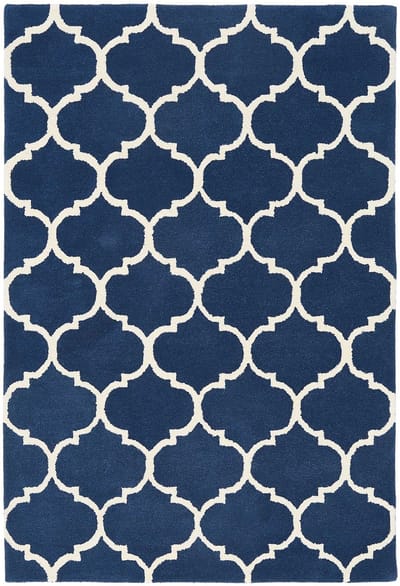 Easy Living - Albany-Ogee-Blue Vloerkleed - 160x230  - Rechthoek - Laagpolig Tapijt - Klassiek - Blauw, Wit