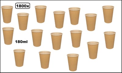 1800x Beker nature kraft bruin 180ml - next generation - Koffie thee creamer drinken sap limonade soep