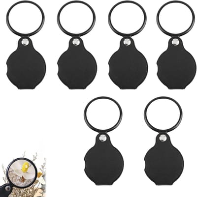 Vouwbare Pocket Vergrootglas Set van 6 Stuks, 10x Vergroting, Beschermhoes, Ideaal voor Lezen van Kaarten, Labels en Borden, 60mm Diameter
