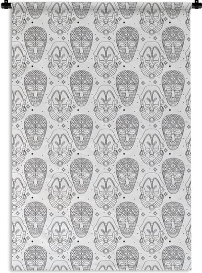 Wandkleed - Wanddoek - Patroon - Maskers - Zuid-Amerika - 120x180 cm - Wandtapijt