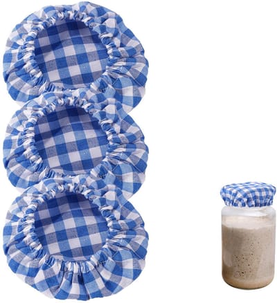 Dailygoods- Zuurdesem Cover Herbruikbaar - 3 Stuks - Katoenen Potdeksel - 11x11x0,5 cm - Voor Potten 7,62-10,16 cm - Betrouwbaar Materiaal
