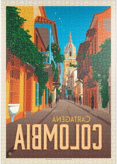 Legpuzzel Colombia - Vintage Poster - Ontspannen Tijdverdrijf - Hoge Resolutie Print - 1000 Stukjes - Multicolor