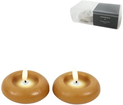 Countryfield LED drijfkaars Lyon vlameffect amber 7,5 cm set van 2, Led kaarsjes, Drijfkaarsjes