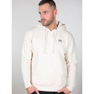 Alpha Industries Basis Hoody Klein Logo Jet Stream Wit