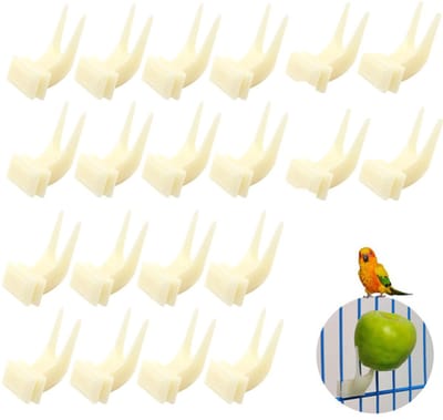 20 stuks - Vogelvoederhuisje - Fruitvork voor vogels - Voerbak - Voerrek voor papegaaienkooien - Voerbak voor vogelkooien - Vork voor het voeren van snoepjes aan papegaaien - vogelvoederhuisje op paal - Voerplank voor fruit en groenten
