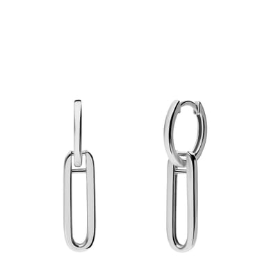 Lucardi Dames Zilveren oorringen met hanger ovaal - Oorbellen - 925 Zilver - Zilver
