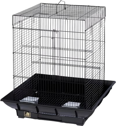 Metalen Papegaaienkooi 60 cm - Voor Papegaaien, Valkparkieten & Duiven - Met Uitschuifbare Lade en Handvat - Zwart