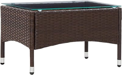 Salontafel - Bijzettafel Koffietafel - Woonkamer Inrichten - Weerbestendig PE Rattan - 60 x 40 x 36 cm - Bruin