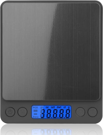 Dailygoods- Keukenweegschaal Digitale Precisie - 0,1 g Nauwkeurigheid - Maximaal 3000 g - Roestvrij Staal - LCD-Display - PCS/Tarra-Functie - Digitale Weegschaal