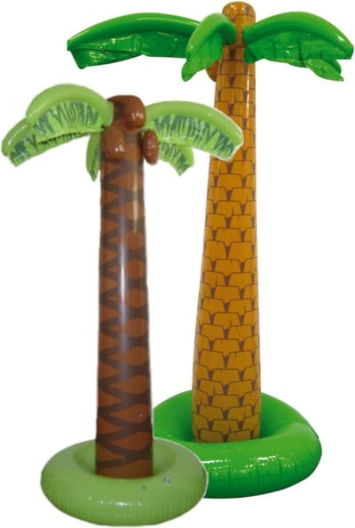 Set van 2x stuks - Tropische/hawaii feestversiering opblaasbare palmbomen 165 en 180 cm - Thema party decoraties