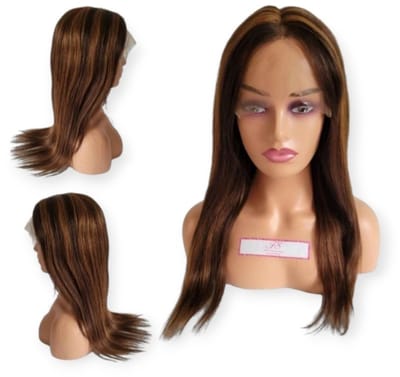 Frazimashop- Braziliaanse Remy Haar- Dames pruiken Echt Haar- 22 inch- Pruik lang haar - Highlight- Haarwerken echt haar- Pruiken - Straight human hair 13x1T- lace wig- Pruik Wasbaar-
