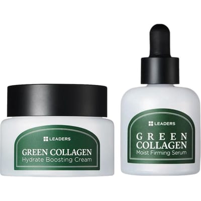LEADERS Ensemble Sérum & Crème au Collagène Vert Raffermissant Hydratant 30ml + 50ml