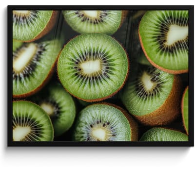 Poster in lijst - Fotolijst 70x50 cm - Posters - Kiwi - Fruit - Groen - Posterlijst zwart - Decoratie - Wanddecoratie woonkamer - Muurdecoratie slaapkamer