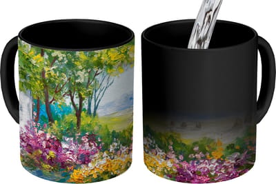Magische Mok - Foto op Warmte Mokken - Koffiemok - Schilderij - Planten - Bloemen - Huis - Olieverf - Magic Mok - Beker - 350 ML - Theemok