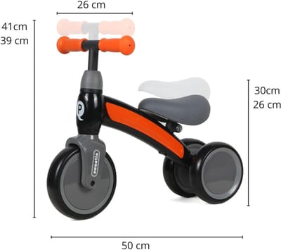 Driewieler - Loopfiets - Buiten spelen - Stabiele dubbele achterwielen - 52 x 26 x 27 cm - Oranje