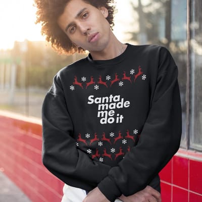 Foute Kersttrui Rendieren - Santa Made Me Do It - Kleur Zwart - ( MAAT XS - UNISEKS FIT ) - Kerstkleding voor Dames & Heren