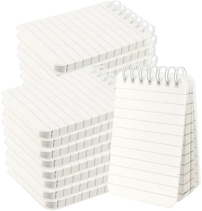 Dailygoods- Notitieblokken Set van 20 - A7 Mini Notitieblokken - 80 Vellen Gelinieerd Papier - Spiraal Gevoerd - Compact Formaat 70 x 115 mm - Doorzichtige Hoes - Notitieboekjes