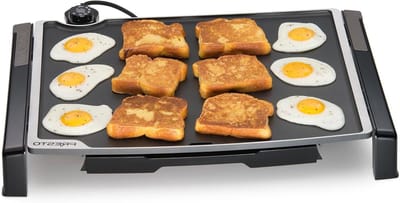 Elektrische Bakplaat - Grote Grill - Gezinsmaaltijden Bereiden - Inklapbare Poten - 48 cm - Zwart