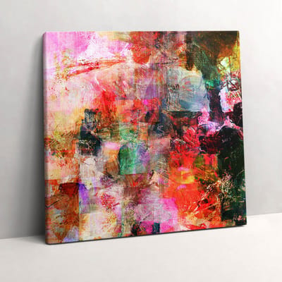 Wallfluent Foto Op Canvas Abstracte compositie - 60 x 60 cm - Veelkleurig Schilderij Canvas - Abstract Canvas Doek Foto - Imitatie van een olieverfschilderij Schilderij Doek - Abstract Schilderijen Op Canvas Doek
