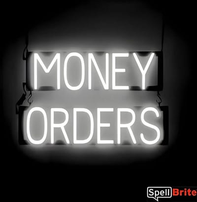 MONEY ORDERS - Lichtreclame Neon LED bord verlicht | SpellBrite | 61 x 38 cm | 6 Dimstanden - 8 Lichtanimaties | Reclamebord neon verlichting