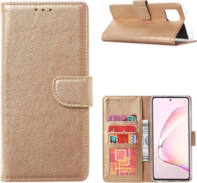 Hoesje Geschikt Voor Samsung Galaxy A41 Portemonnee Hoesje - Goud