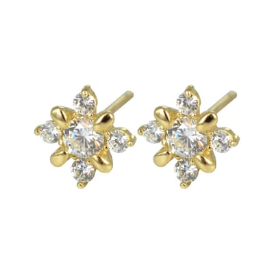 New Bling 9NBSAM-G200104 Gouden Oorknopjes - Dames - Bloem - Zirkonia - 6 x 6 mm - 14 Karaat - Goud
