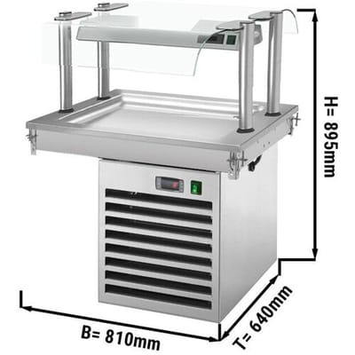 GGM Gastro Einbau Kühlplatte - 800mm - +2 bis +8 °C - 2x GN 1/1 - 350 Watt - mit Glas-Hustenschutz Zilver