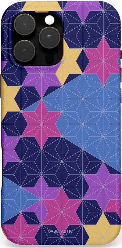 Casetastic hoesje geschikt voor Apple iPhone 16 Pro Max - MagSafe - Dubbellaagse bescherming - Sterrenlijn - Fashion Case - Donkerblauw Lavendel Beige Roze