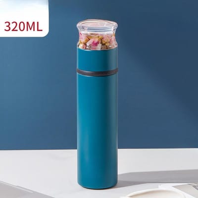 Draagbare 316 roestvrijstalen beker voor dames, theescheiding, bubbeltheemok. 260ml blauw