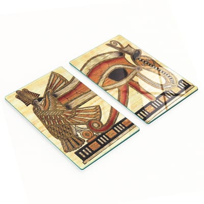 Decoratieve glazen snij- en serveerplanken met Egyptisch oogmotief, 2x30x52 cm