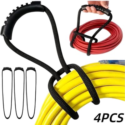 4 stuks-Kabelmanagementband - Kabelmanagementband - Draagtouw - Handvat - Opbergtouw - Opbergaccessoires - Geschikt voor kabelopslag - Gereedschap - Waterleiding - Zwart - 10*40cm