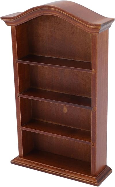 Miniatuur Boekenkast - Poppenhuis Meubel - Decoratie Creëren - Handgemaakt Kwaliteit - 1:12 Schaal - Houtkleur