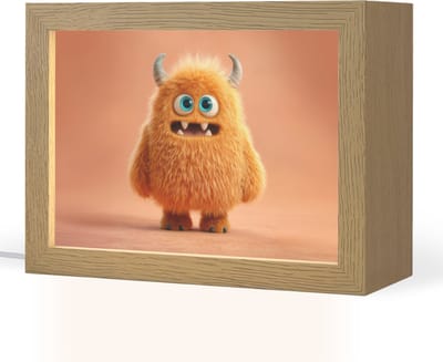 Nachtlampje 20x15 cm - Kinder lampje - Monster - Knuffel - Oranje - Tafellamp kinderkamer - Slaapkamer lamp - Bedlamp kinderen - Kinderlampje stopcontact - Wandlamp babykamer - Nachtlampjes