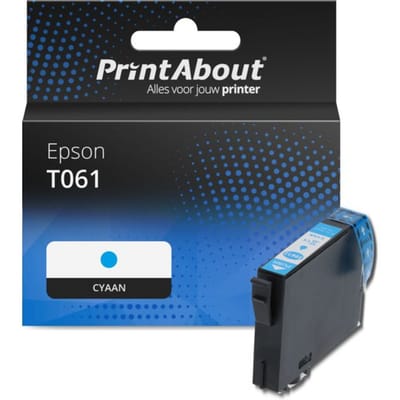PrintAbout huismerk Inktcartridge T061 (C13T061240) Cyaan Geschikt voor Epson