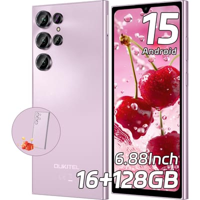 OUKITEL C61 Ontgrendeld Mobiele Telefoon 2025- Android 15, 6,88  Scherm Smartphone, 16GB+128GB/1TB, 5150mAh Batterij Telefoon, 13MP Camera roze