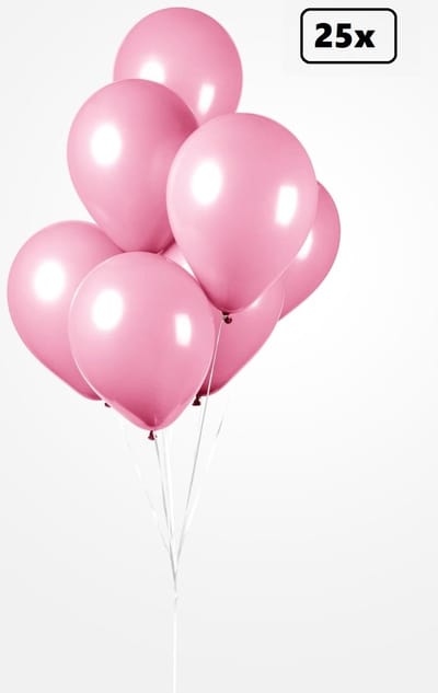 25x Ballon roze 30cm - Festival feest party verjaardag landen helium lucht thema