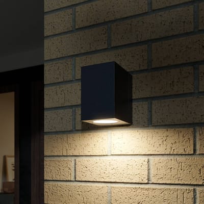 Lucande - LED wandlamp buiten - 1licht - aluminium, gehard glas - H: 10 cm - grafiet - Inclusief lichtbron