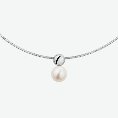 YO&NO -  Ketting - Zilver - Omega - Parel - 1,5 mm - 45cm - Sieraden vrouw - Gerhodineerd - Zilver 925