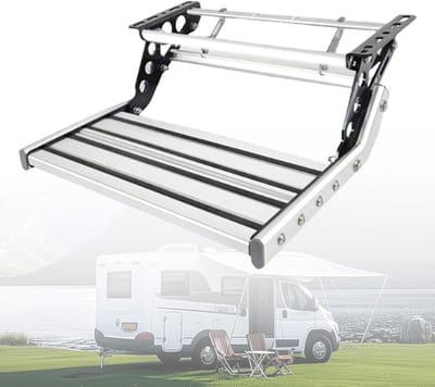 Camper Opstap Aluminium - Caravan Trap LED - Veilig Instappen - Met LED Verlichting - 150kg Draaglast - Zilver