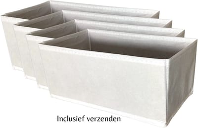Opbergmanden 4x Wit - Inclusief verzenden - 29x14x13 cm - Opberger - Opbergmand - Organizer - Opbergbox - Opbergdoos - Lade - Kleding - Kast - Opvouwbaar
